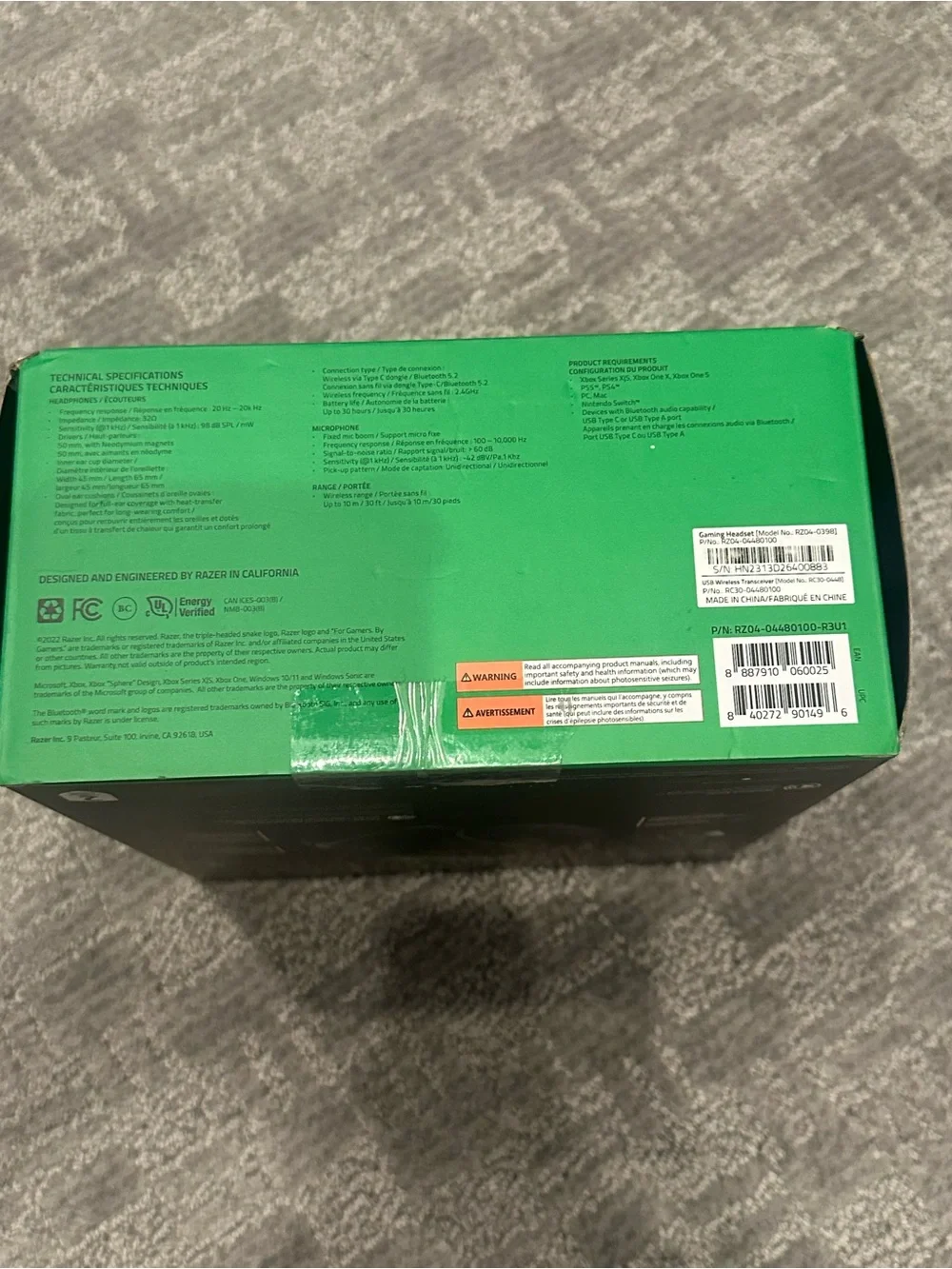 NEW Sealed Razer Kaira HyperSpeed Wireless Xbox Gaming Headset NIB